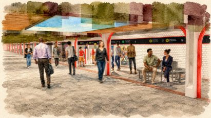 Digital illustration of an underground hub