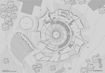 Illustration of plans for the Cob Canopy building