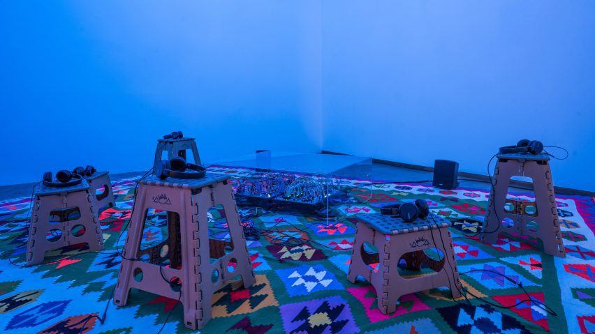 Photo of headphones on stools