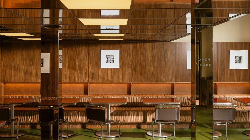 Seating area beneath mezzanine