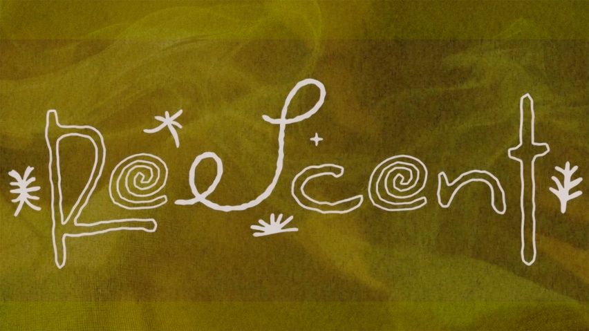 Hand drawn white logo on a yellow-green background