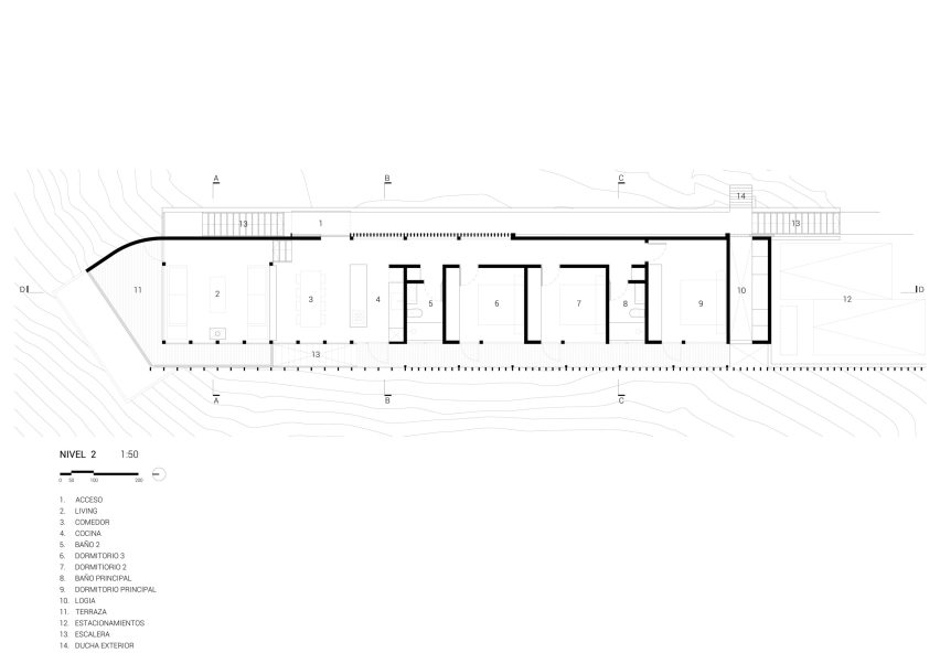 Plan of Negrilla House by Croxatto and Opazo Architects