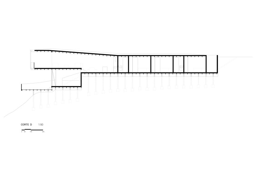 Section of Negrilla House by Croxatto and Opazo Architects