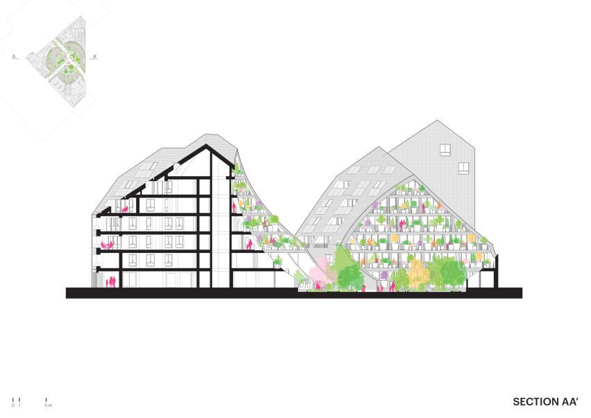 Section of La Vallée Verte housing by MVRDV