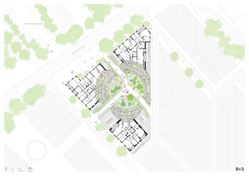 Third floor plan of La Vallée Verte housing by MVRDV