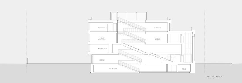 Section of Leonard Street Rowhouse by Pliskin Architecture