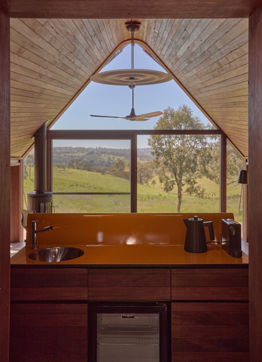 Interior view and kitchenette of PC3 by Casey Brown Architecture