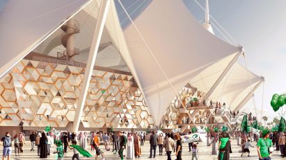 Exterior render of 2034 World Cup stadium in Riyadh