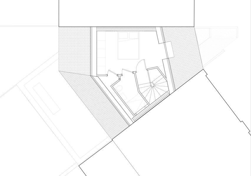 Second floor plan of Radnor Road infill house by Wright Office
