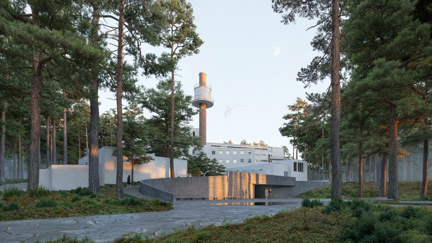 Exterior of Paimio Sanatorium with new entrance