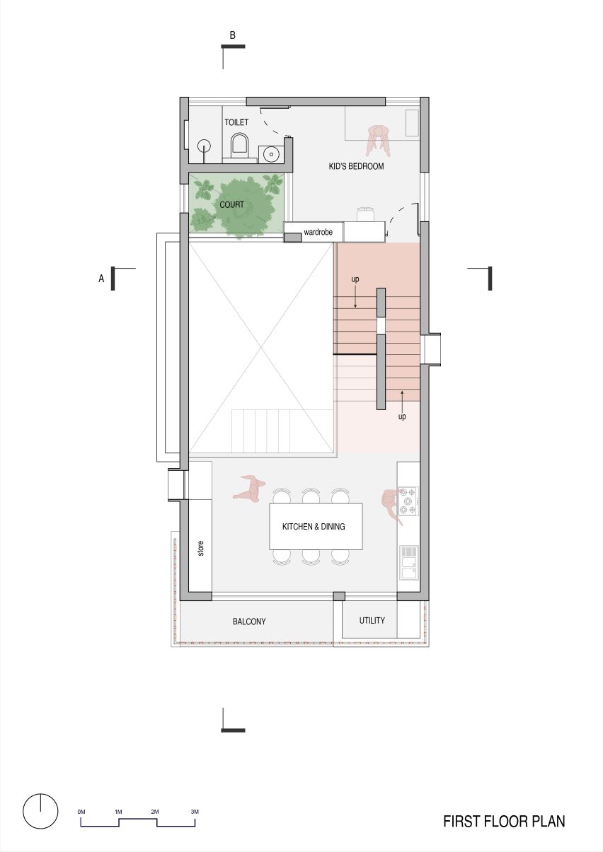 Splitscape Residence by SpaceDNA first floor plans