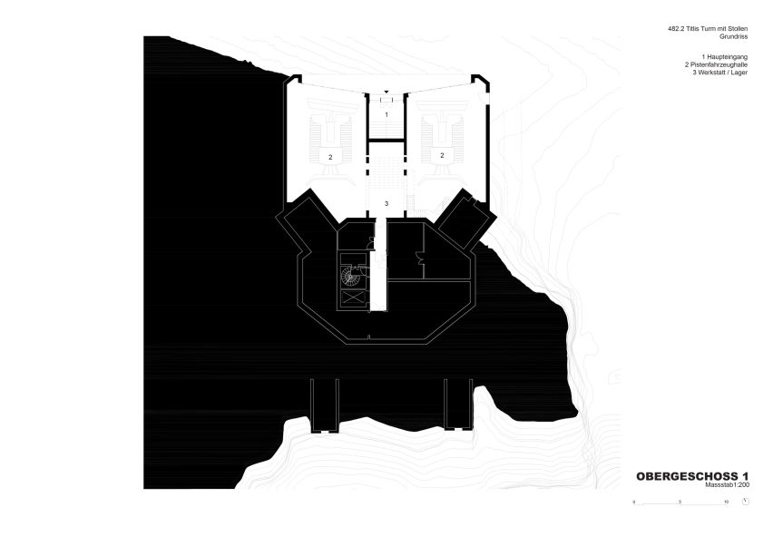 Floor 1 plan of Titlis Tower by Herzog & de Meuron