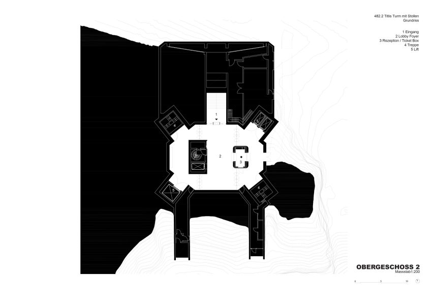 Floor 2 plan of Titlis Tower by Herzog & de Meuron