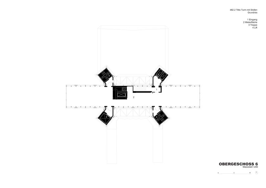 Floor 6 plan of Titlis Tower by Herzog & de Meuron