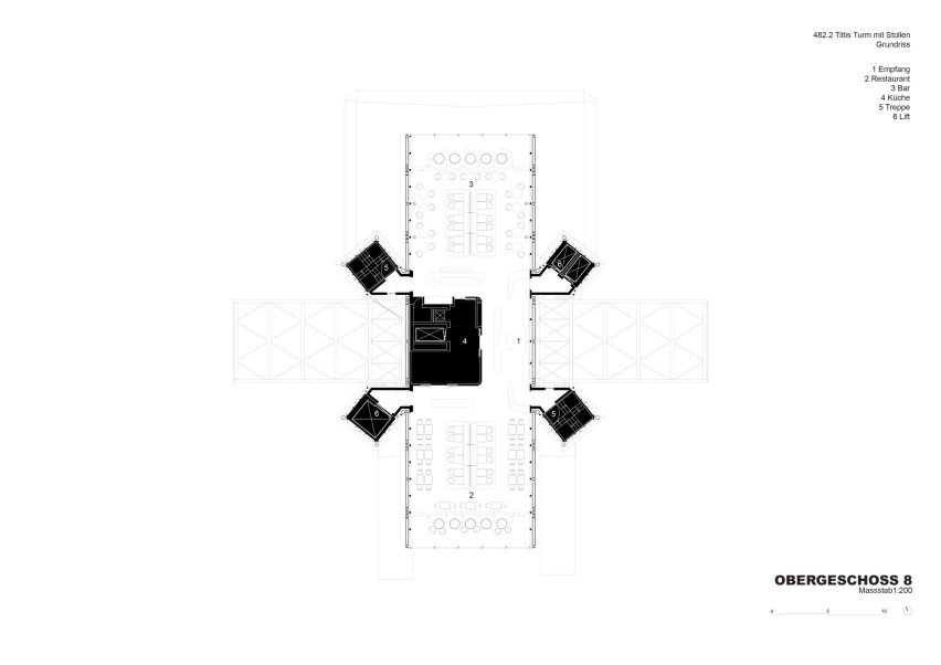 Floor 8 plan of Titlis Tower by Herzog & de Meuron