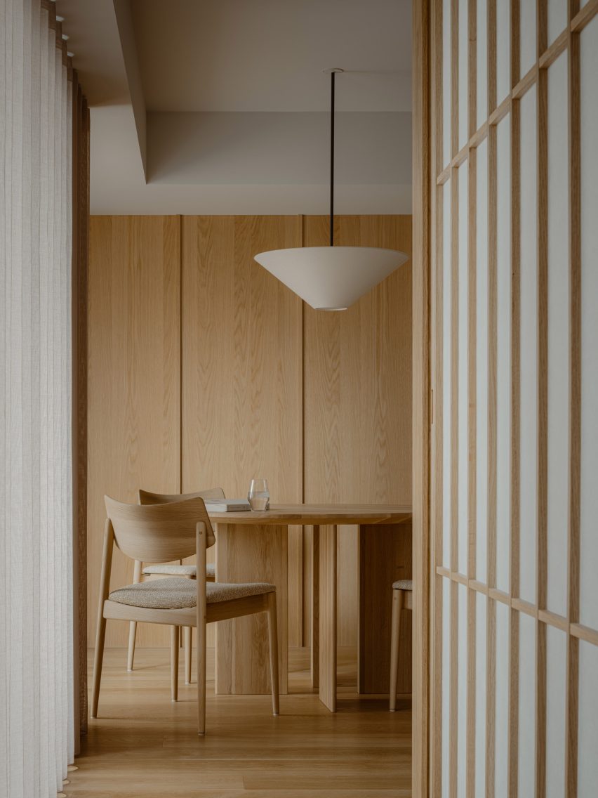 Close-up of wooden hotel interior