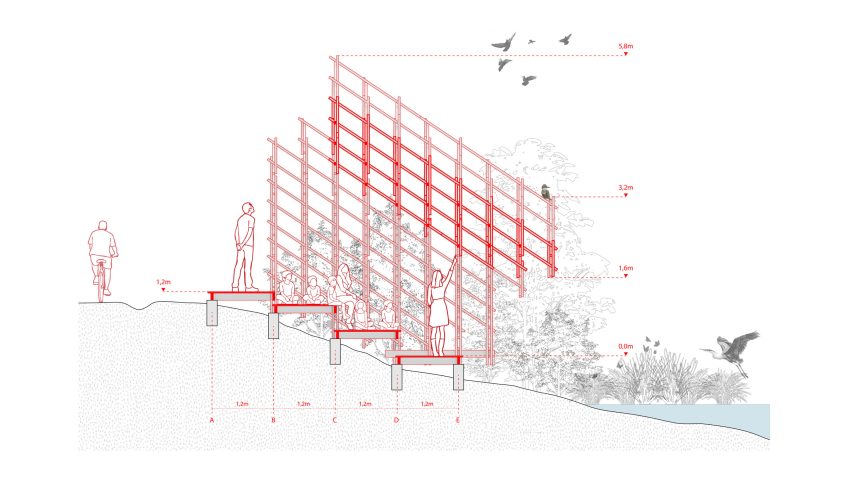 Section of Troya Pavilion in Chile by Dum-Dum Lab