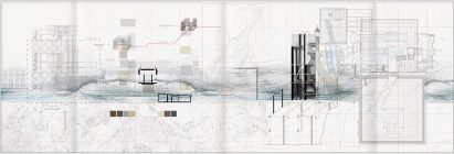 Sectional view of a museum after flooding