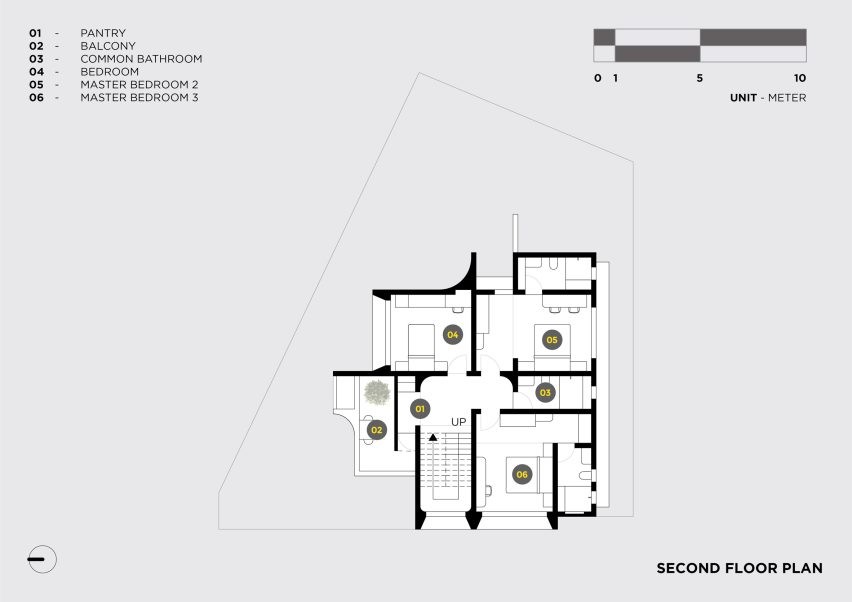 Second Floor Plan for Villa Corsica by Neel Buddhadev