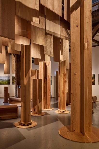installation at Material Matters by AHEC, Mitre & Mondays and Benchmark