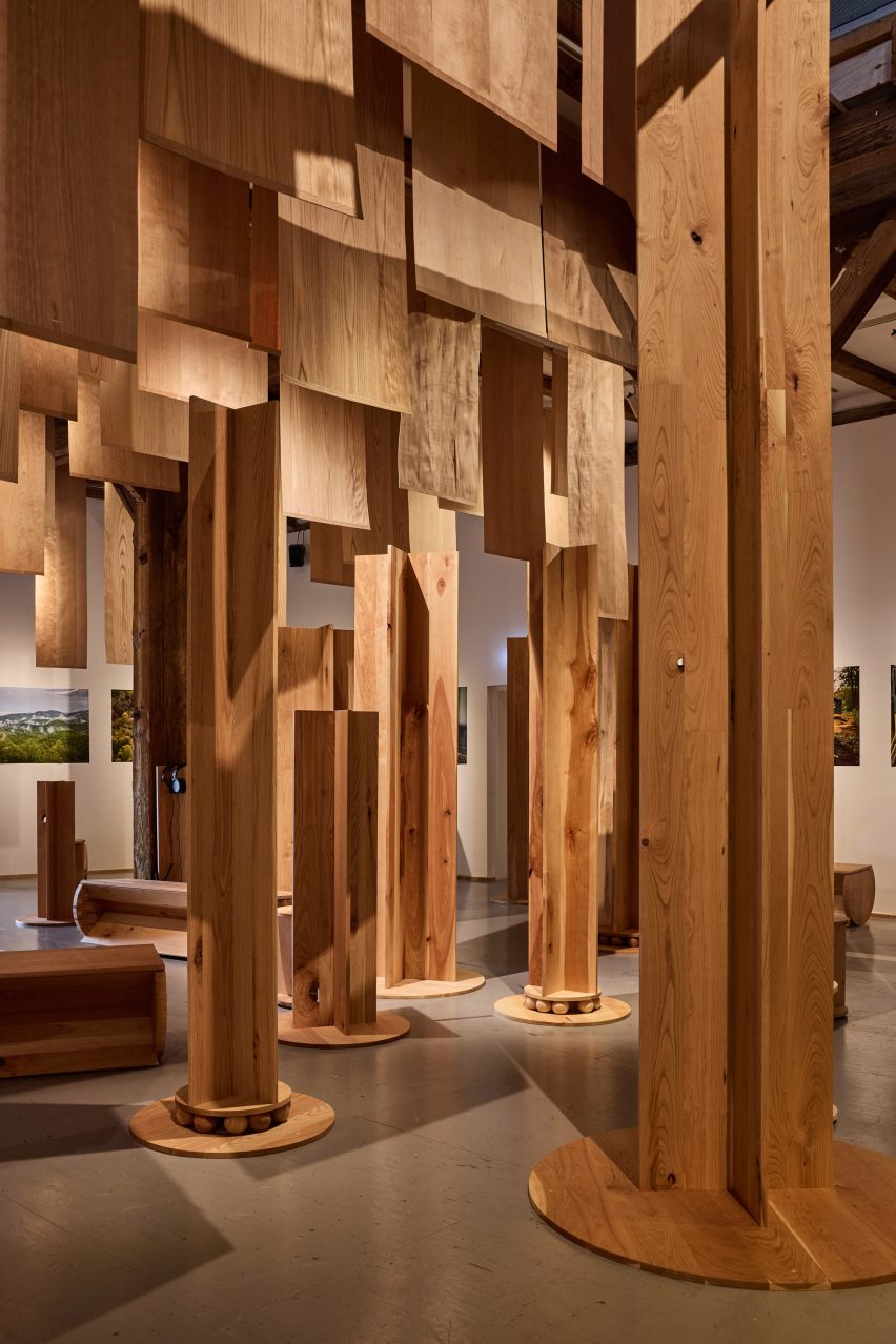 installation at Material Matters by AHEC, Mitre & Mondays and Benchmark