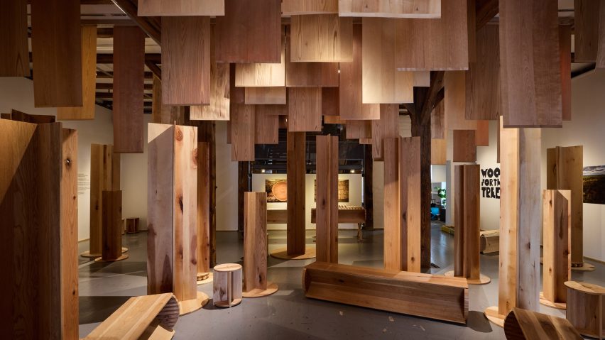 Wood for the Trees installation at Material Matters by AHEC, Mitre & Mondays and Benchmark