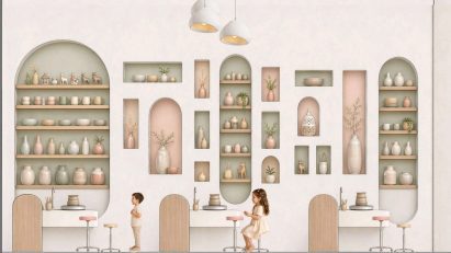 Render of children playing in an autistic-inclusive space