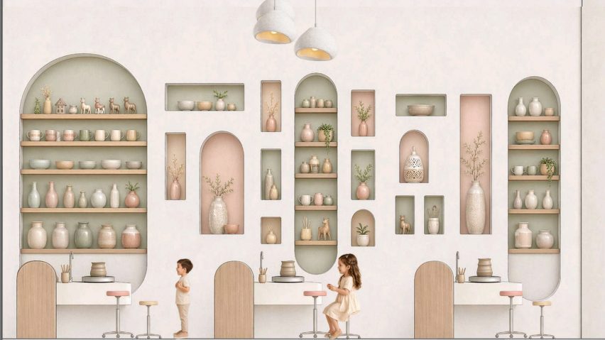Render of children playing in an autistic-inclusive space