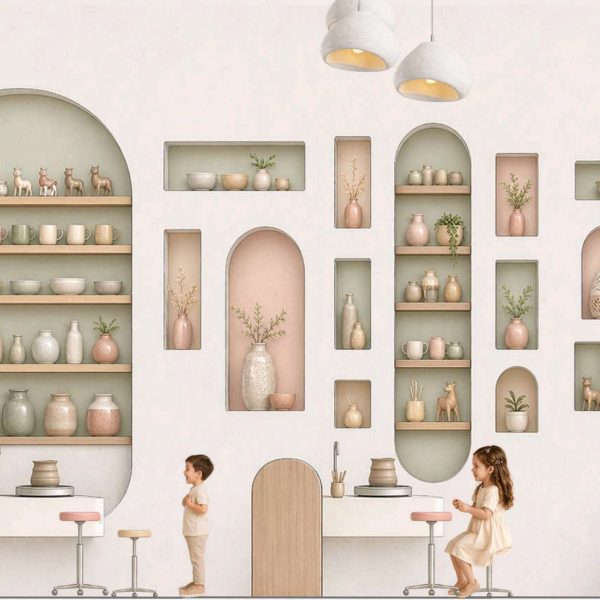 Render of children playing in an autistic-inclusive space