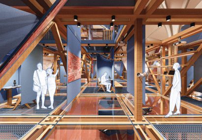 Visualisation showing a museum interior