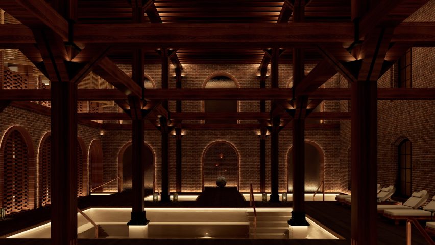Render of a hotel in former train terminal