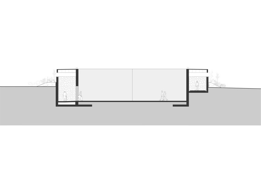 Section of Arte Abierto Baja by Sordo Madaleno Arquitectos
