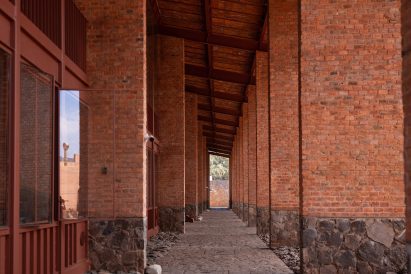 Brick and red-hued metals at Clase Azul La Hacienda