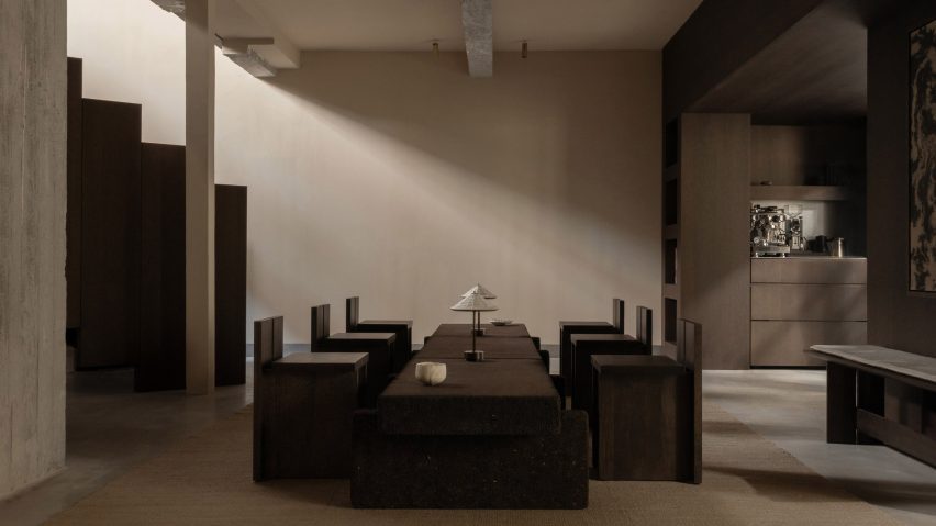 Audio brand showroom with wooden furniture