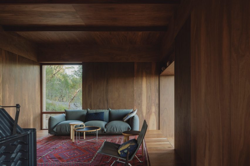 wood-panelled interior in EA House by Bokey Grant