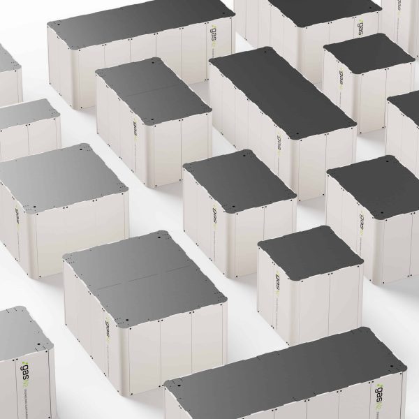 Square and rectangular structures on a white background