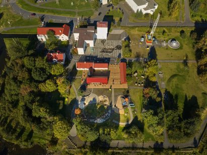 Aerial view of Elliðaárstöð power station