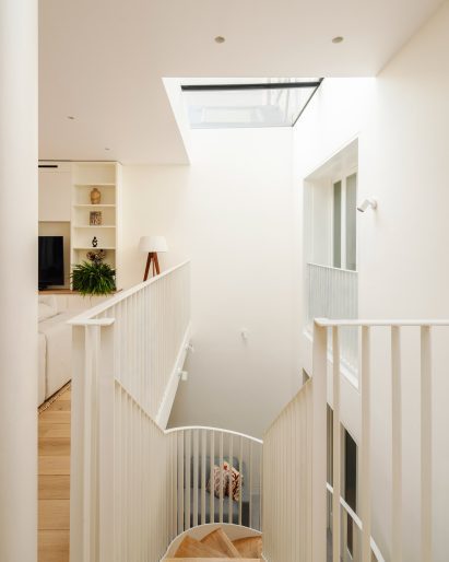 White-walled interior of London house