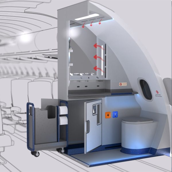a design for an aeroplane toilet