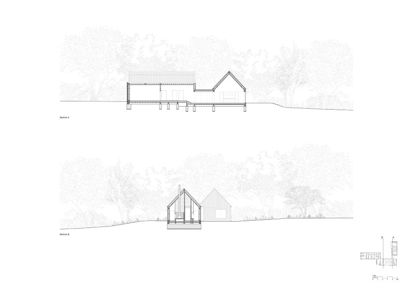 Section of House in a Clearing by TaylorHare Architects