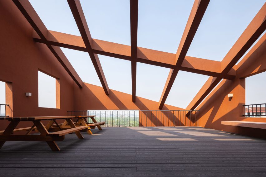 Roof terrace at a multi-generational home in Vietnam