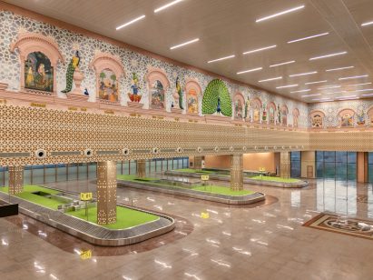 Interior of an airport in India