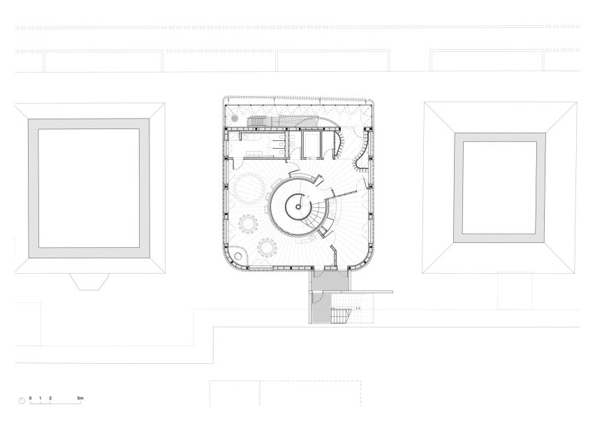 Plan of Kinderoase an der TUM by Kéré Architecture
