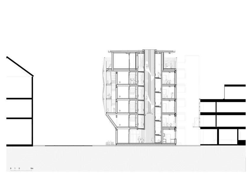 Section of Kinderoase an der TUM by Kéré Architecture