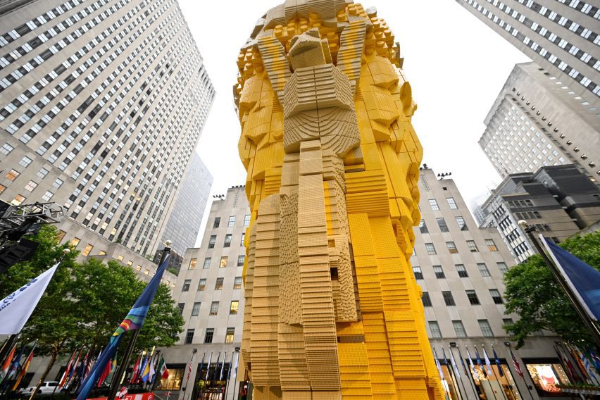 Oversized Lego World Cup at the Rockefeller Center in New York