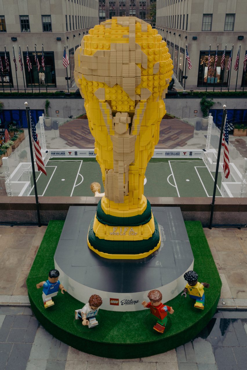 Oversized Lego World Cup at the Rockefeller Center in New York