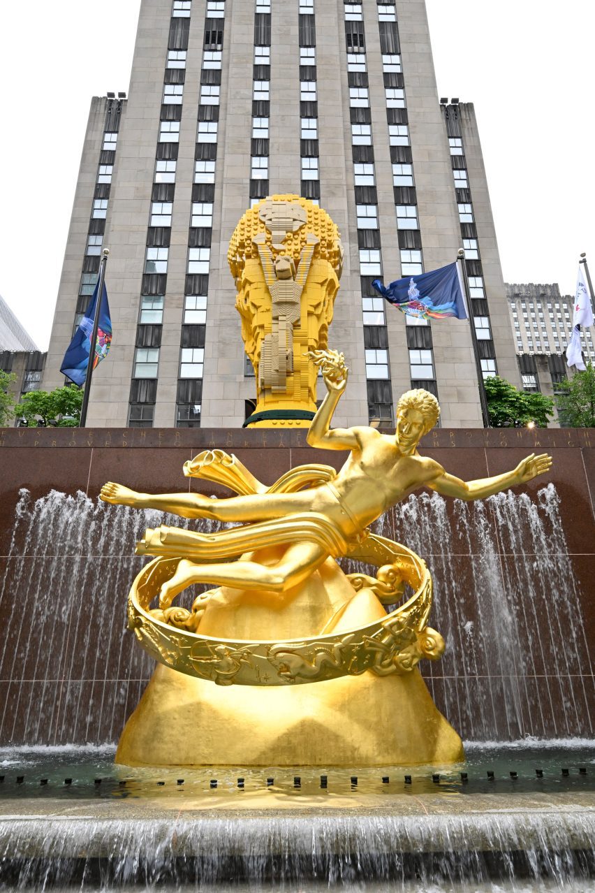 Oversized Lego World Cup at the Rockefeller Center in New York