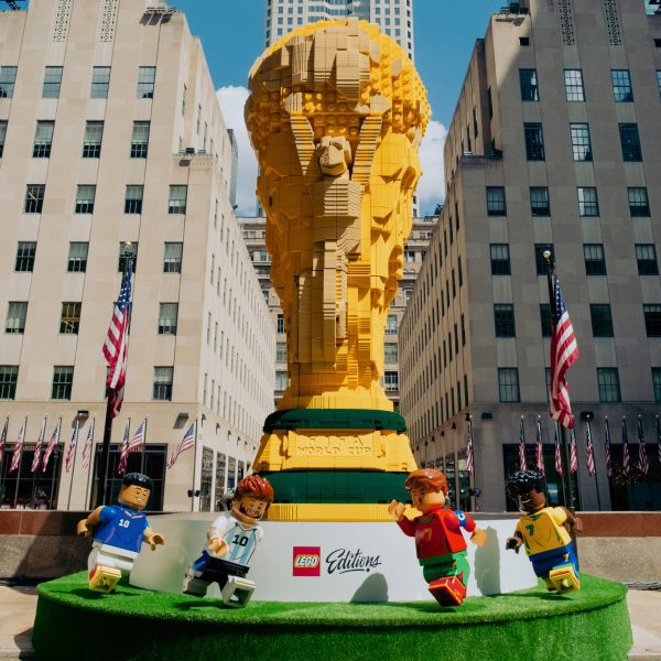 Oversized Lego World Cup at the Rockefeller Center in New York