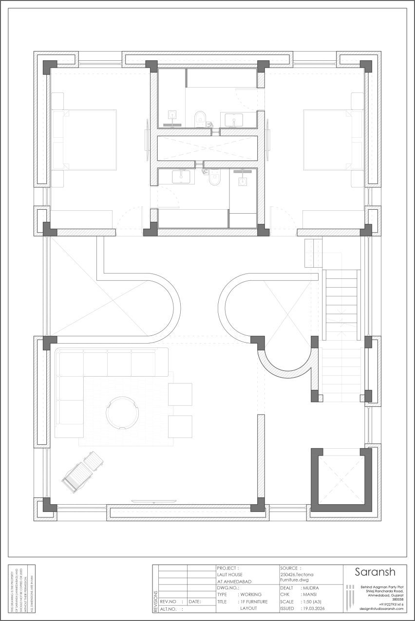 LJ House by Studio Saransh first floor plan