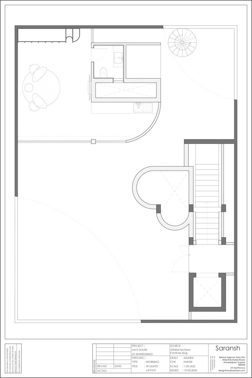 LJ House by Studio Saransh third floor plan